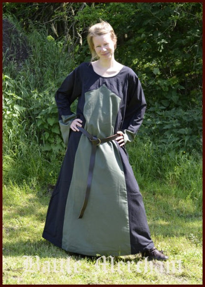 Mittelalterliches Kleid Aurora, schwarz/grün