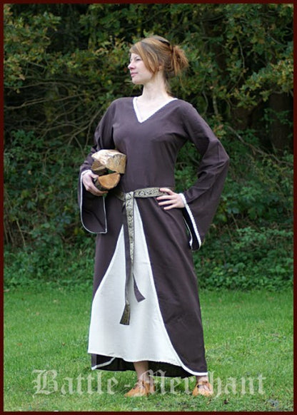 Mittelalterliches Kleid Merlyn, braun/natur