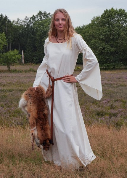 Mittelalter-Unterkleid Burglinde mit Trompetenärmeln, natur