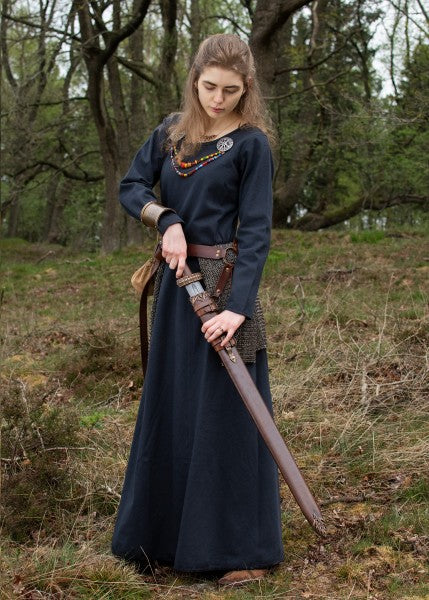 Schlichtes Mittelalterkleid Afra aus festem Canvas, dunkelblau