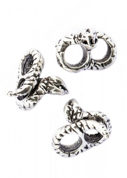 Mittelalterliche Bartperle / Haarperle mit Schlange aus Silber