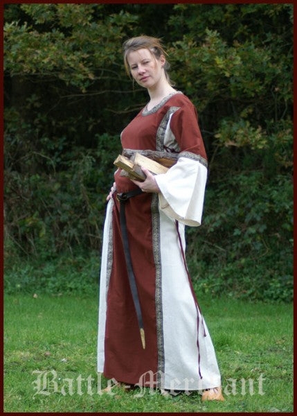 Mittelalter Kleid - Ella, rot/natur