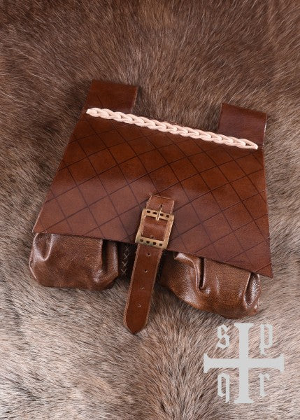 Mittelalterliche Ledertasche, 14. Jahrhundert, verschied. Farben