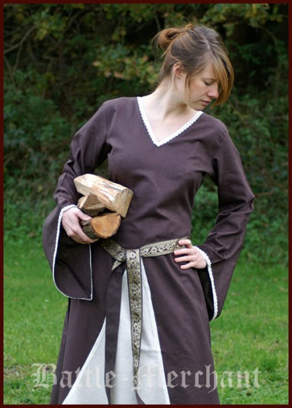 Mittelalterliches Kleid Merlyn, braun/natur