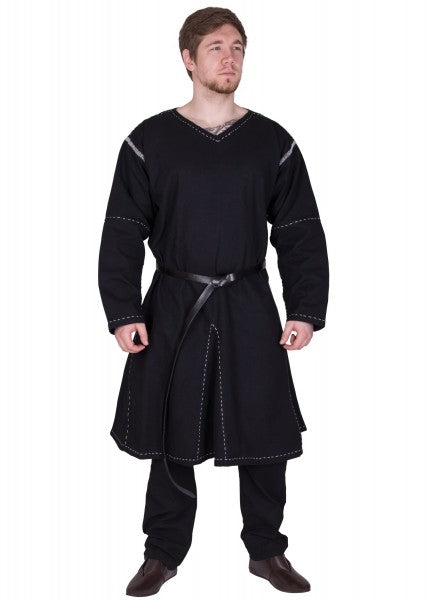 Mittelalter Kragelund Tunika Askur, langarm, schwarz