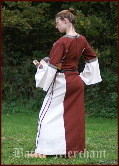 Mittelalter Kleid - Ella, rot/natur