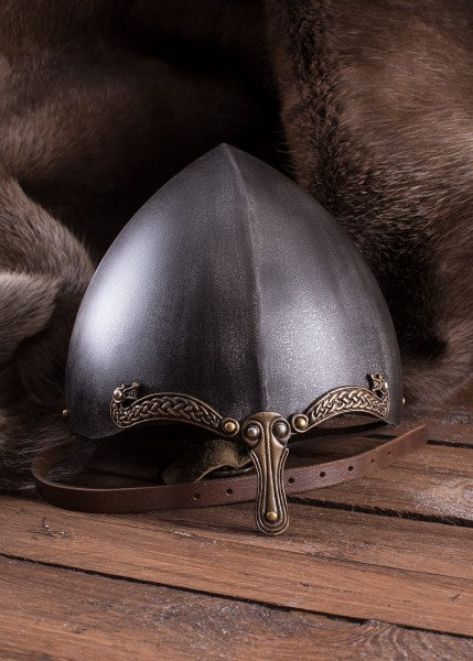 Nasalhelm mit Keltischen Motiven, Stahl mit Antik-Finish