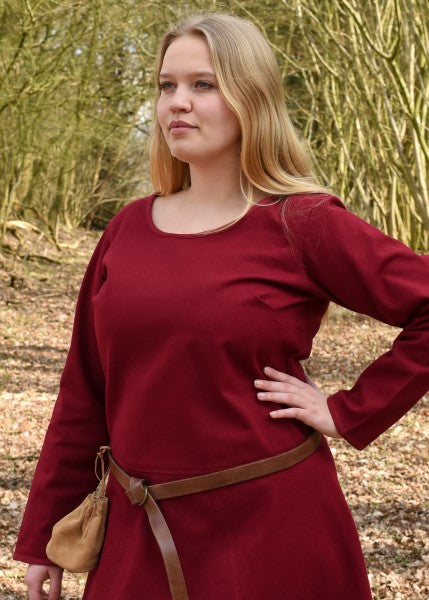 Schlichtes Mittelalterkleid Afra aus Canvas, weinrot