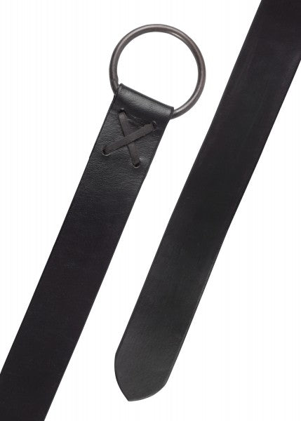 Mittelalter-Ledergürtel m. Messingring 150 cm, braun od. schwarz