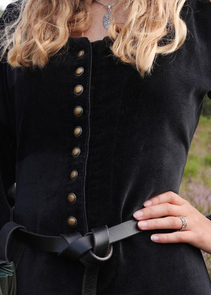 Cotehardie Isabell aus Samt, Mittelalterkleid, schwarz