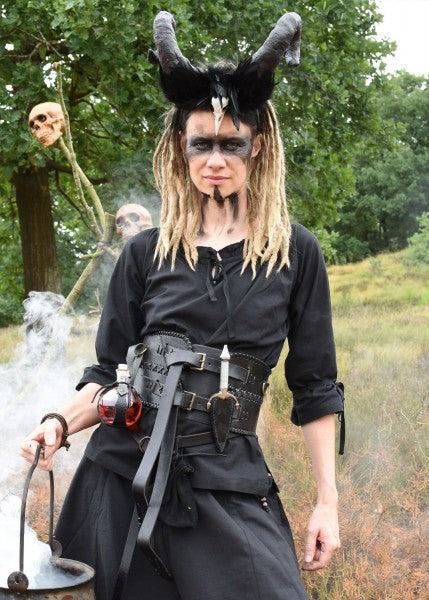 Miedergürtel aus Leder, schwarz