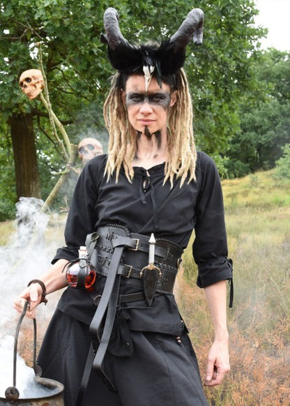 Miedergürtel aus Leder, schwarz