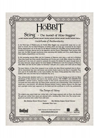 Der Hobbit - Stich, das Schwert Bilbo Beutlins