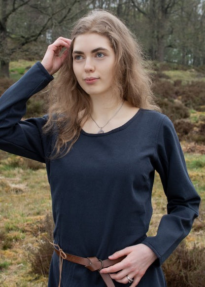 Schlichtes Mittelalterkleid Afra aus festem Canvas, dunkelblau