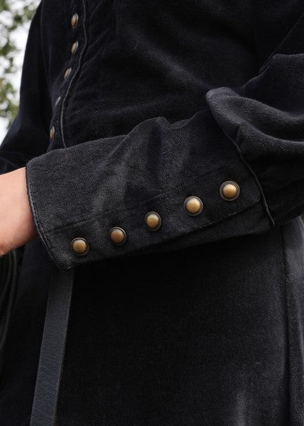 Cotehardie Isabell aus Samt, Mittelalterkleid, schwarz