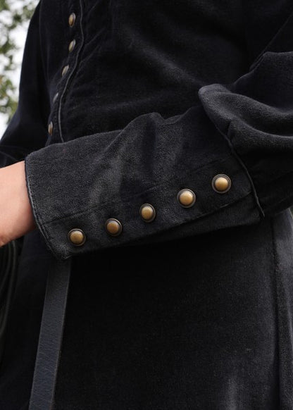 Cotehardie Isabell aus Samt, Mittelalterkleid, schwarz