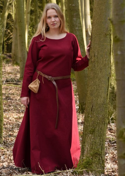 Schlichtes Mittelalterkleid Afra aus Canvas, weinrot