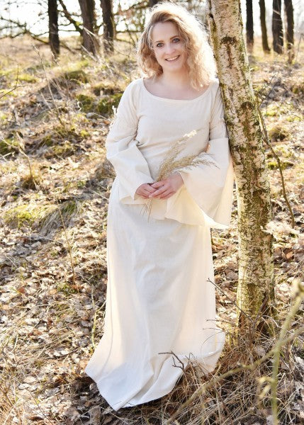 Mittelalter-Unterkleid Burglinde mit Trompetenärmeln, natur