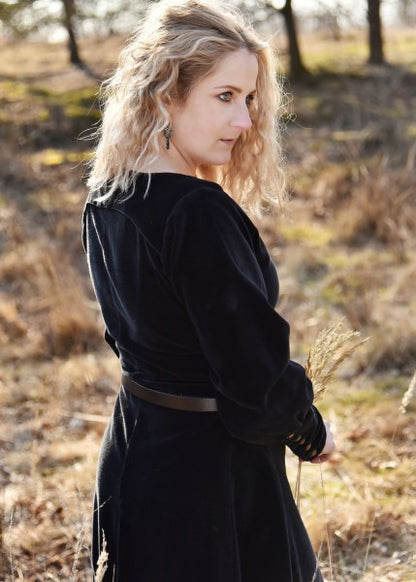 Cotehardie Isabell aus Samt, Mittelalterkleid, schwarz