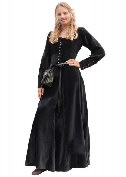 Cotehardie Isabell aus Samt, Mittelalterkleid, schwarz